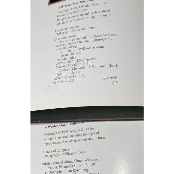 LOT OF 4 WILLIAMS SONOMA-PASTA/SALADS/CHICKEN/GRILLING-KITCHEN HB 1993/4 - Picture 3 of 10